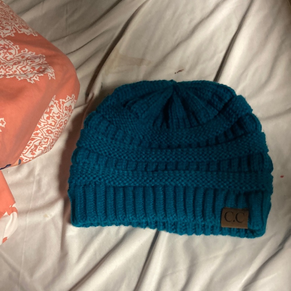 Teal winter hat